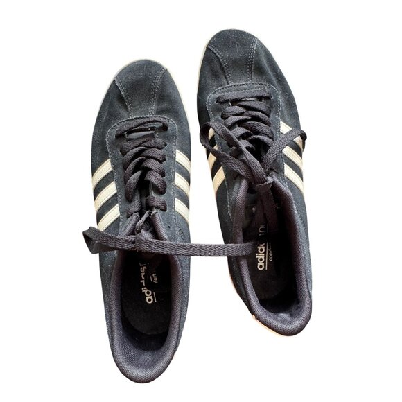 Adidas Neo Daily Casual Shoes Black & Cream Suede Mens Size 8.5 Comfortable - Picture 1 of 4